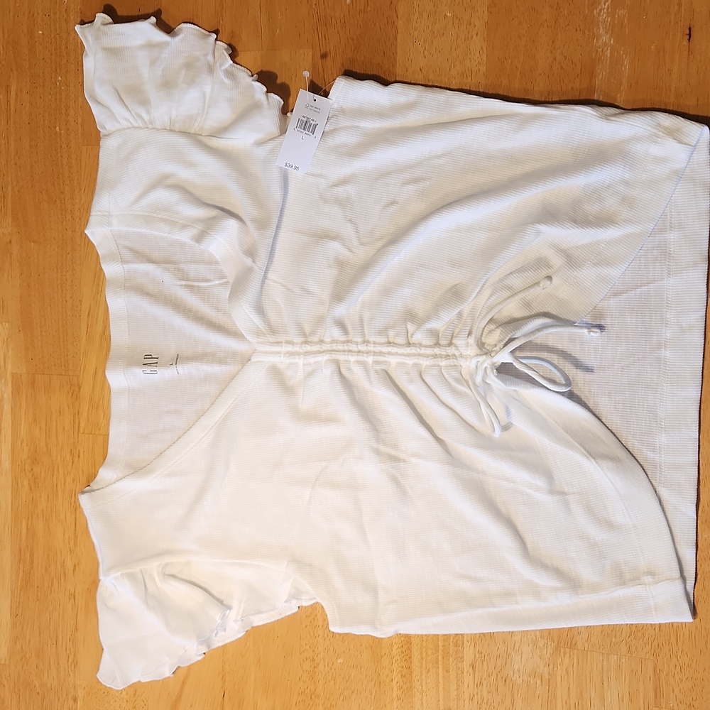 New Gap Women's Rib Ruched T-shirt sz L